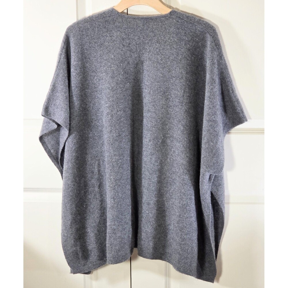 Nordstrom Women Gray Cashmere Poncho Cardigan Open Front Oversized Pockets - Picture 4 of 12
